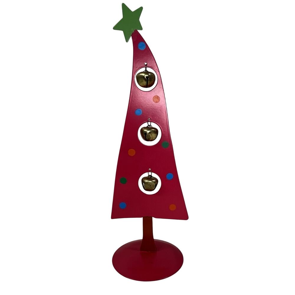 Hot Pink Metal Jingle Bell Christmas Tree Star Topper